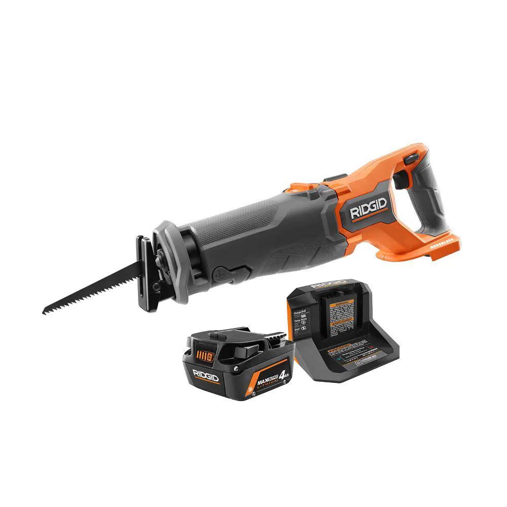 Ridgid 18V Brushless Cordless Reciprocating Saw Kit with (1) 4.0 Ah Battery and Charger R8647KN