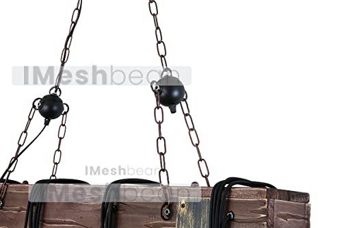 Rustic Chandelier Farmhouse Wood Beam Hanging Industrial Pendant Lighting Vintage Ceiling Light Fixture 10 Heads for Dining Table Kitchen Island Bar Coffee Billiard Pool Table (10 Heads)