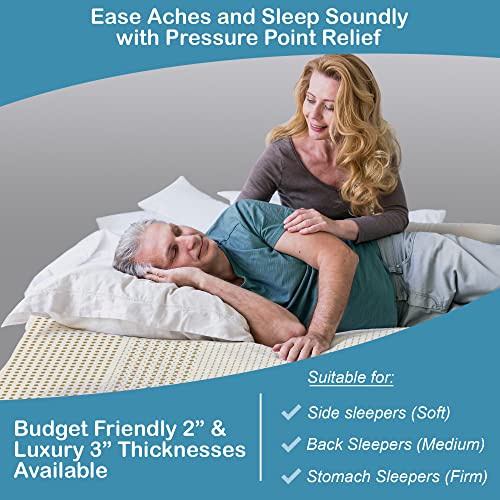 7 Zone Green Natural Organic Latex Mattress Topper King Size - 3 inch - Soft Plush Pillow Top - GOLS Certified Latex Foam Bed Pad for Side Sleepers Zonal Support Durable and Breathable
