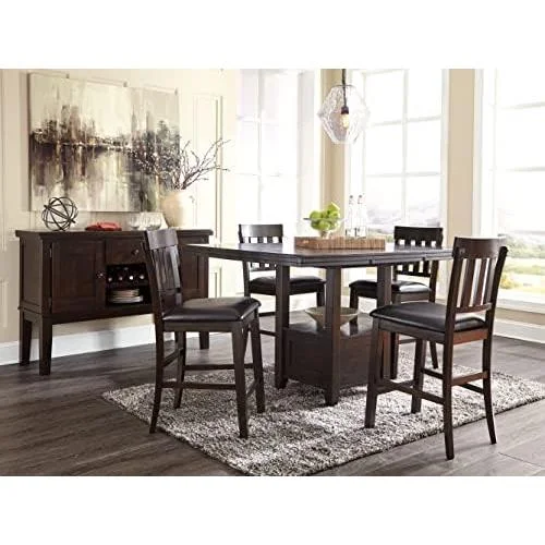 haddigan traditional rectangular 36" counter height dining extension table, dark brown