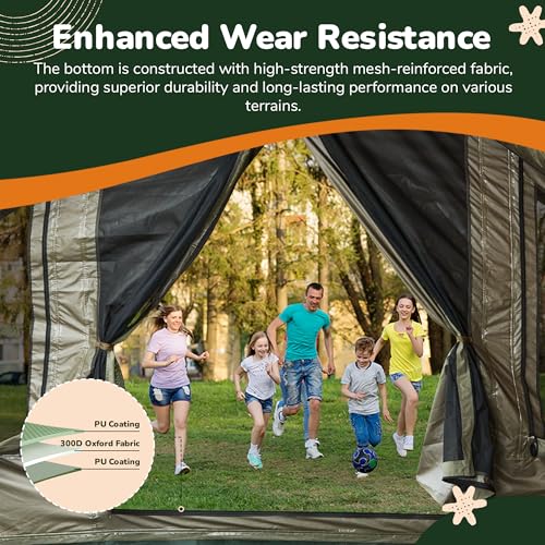 YOLENY Inflatable Tents for Camping, 4/6/8/10/12 Person Tent with TPU Skylight, Mesh Windows, Stove Jack & Pump, Easy Setup 4 Season Glamping Tent, Waterproof & Windproof