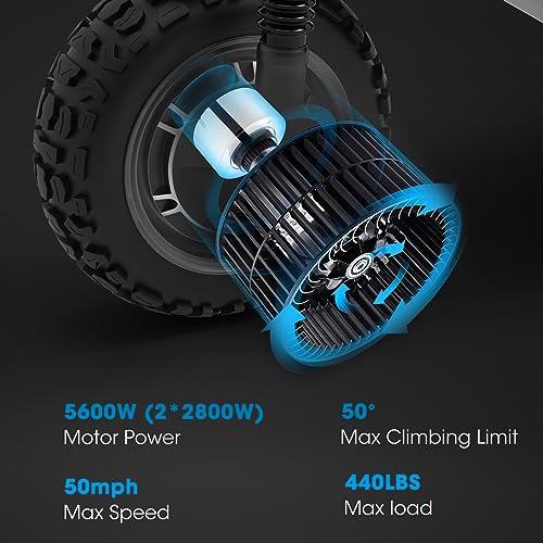 Electric Scooter Adults,60V 38.4Ah & Top Speed 50 MPH Dual Motor Fast Electric Scooter for Adult, 11" All-Terrain Tires,Foldable with Steering Damper,E- Scooter for Mountains,Off-Road