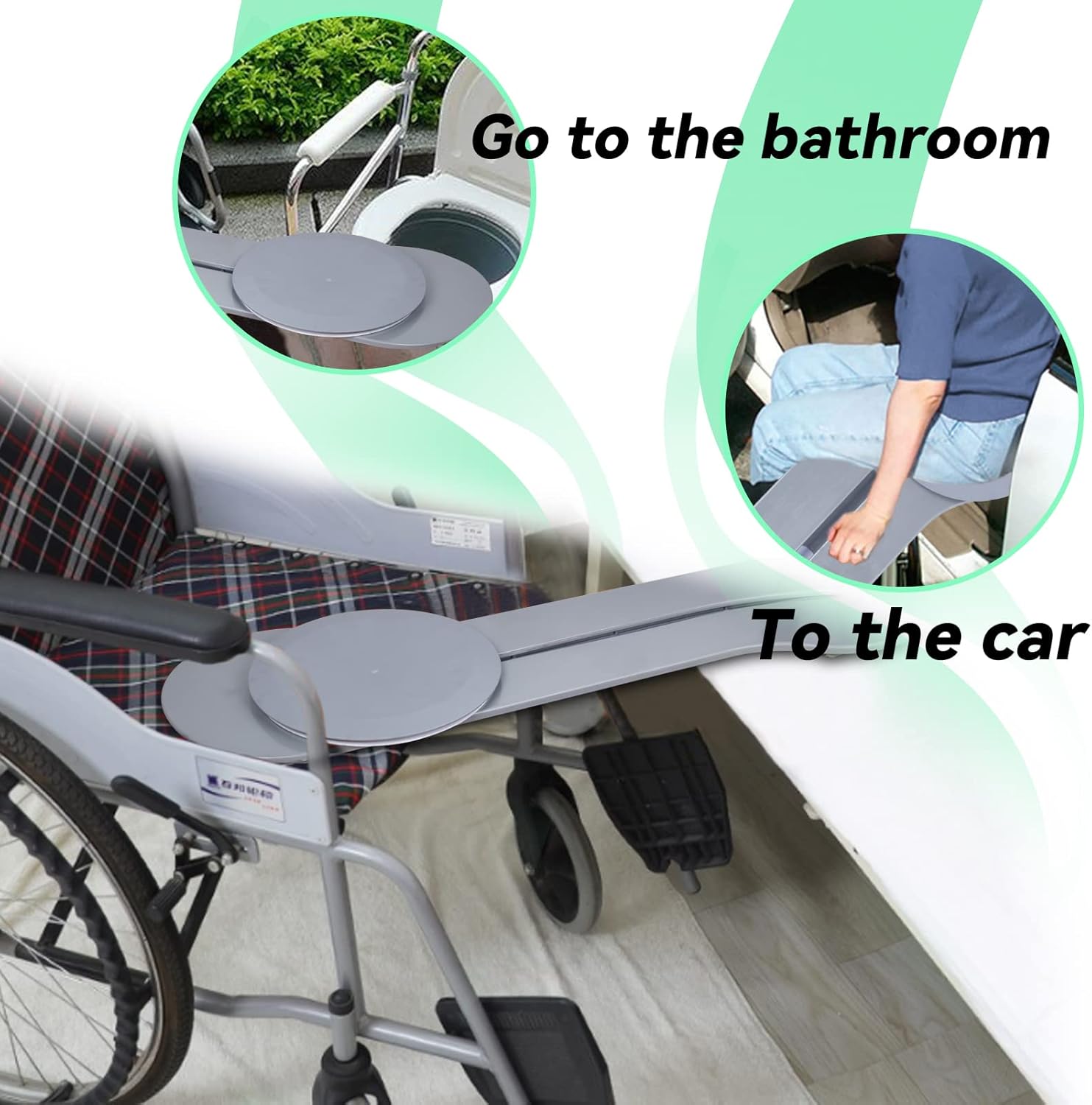 Sliding Board to Wheelchair Transfer, Transfer Board for Wheelchair User, Sliding Disk for Transfer Wheelchair, Slide Board, (No-Lift Transfer System for Disabled, Patient, Gray)
