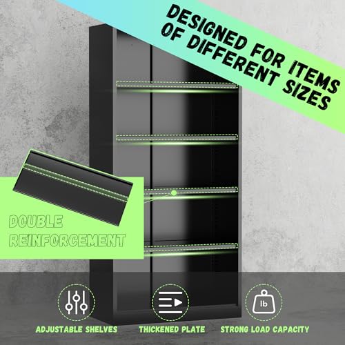 Incbruce 72” Metal Storage Cabinet, Garage Cabinets and Storage System with Doors and Shelves, Tall Lockable Tool Cabinet for Garage, Office, Home (Black)