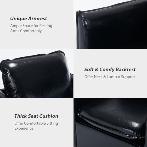 Swivel Accent Chair, Leather Upholstered Arm Chair with Back Pillow Mid Century Modern Barrel Chairs for Living Room, Bedroom, Corner, Club (Green)