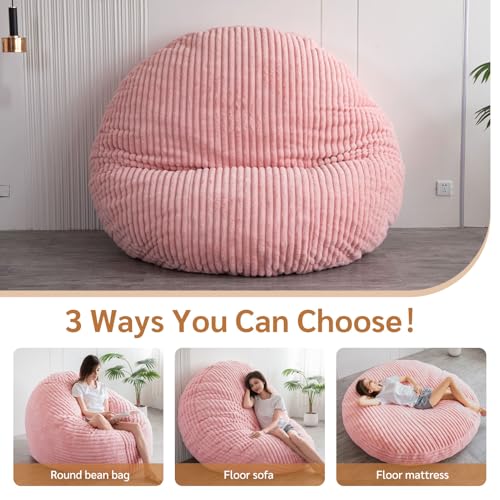 BYBYME 3 in 1 Bean Bag Chairs, Bean Bag Bed for Adults High-Density Foam Filling, Convertible Sofa Bed Faux Fur, Giant Bean Bag Chairs for Adults