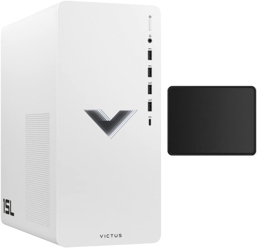 HP 2022 Newest Victus 15L Gaming Premium Desktop | Intel Core i5-12400 | NVIDIA GeForce GTX 1660 | Windows 11 | White | with Mouse Pad Bundle (White, 8GB RAM | 256GB SSD)