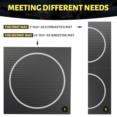 10' x 10' Wrestling Mat, Durable Judo Mat, Jiu Jitsu Mats for Home & Gym, Roll-Up Design for Martial Arts & BJJ Training