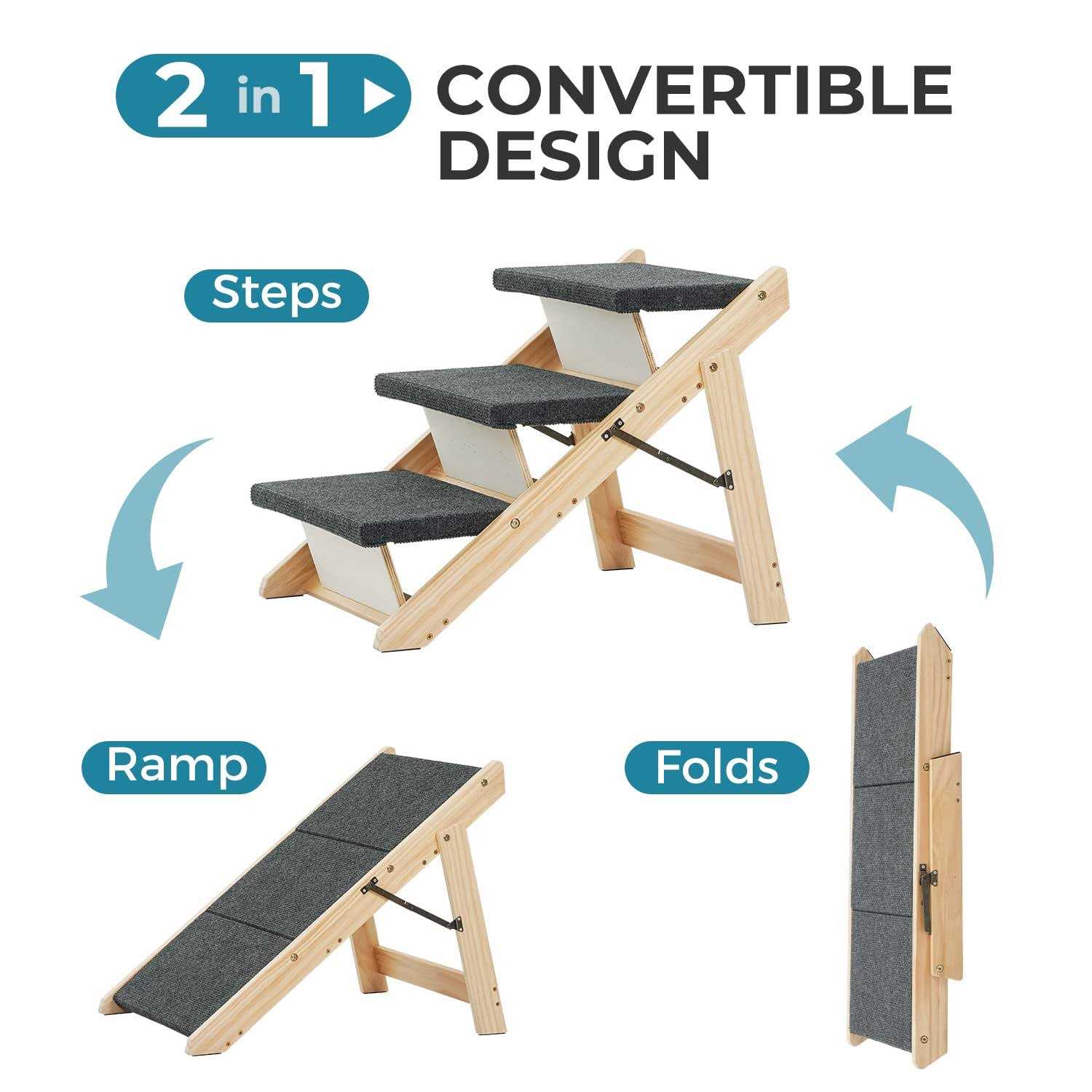 Sweetbin Wooden Pet Stairs/Pet Steps for All Dogs and Cats Up to 150Lbs - Pet Supplies online store