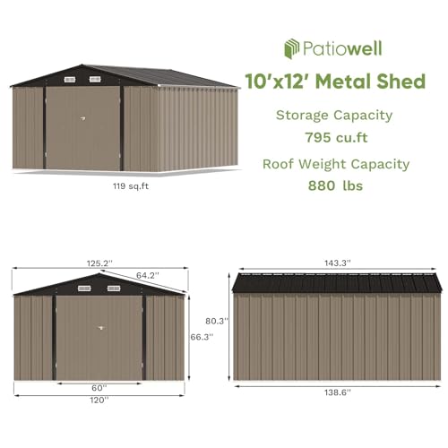 Patiowell 3 x 3 FT Outdoor Storage Shed,Small Garden Tool Storage Shed with Sloping Roof and Single Lockable Door, Outdoor Shed for Backyard Garden Patio Lawn, Grey