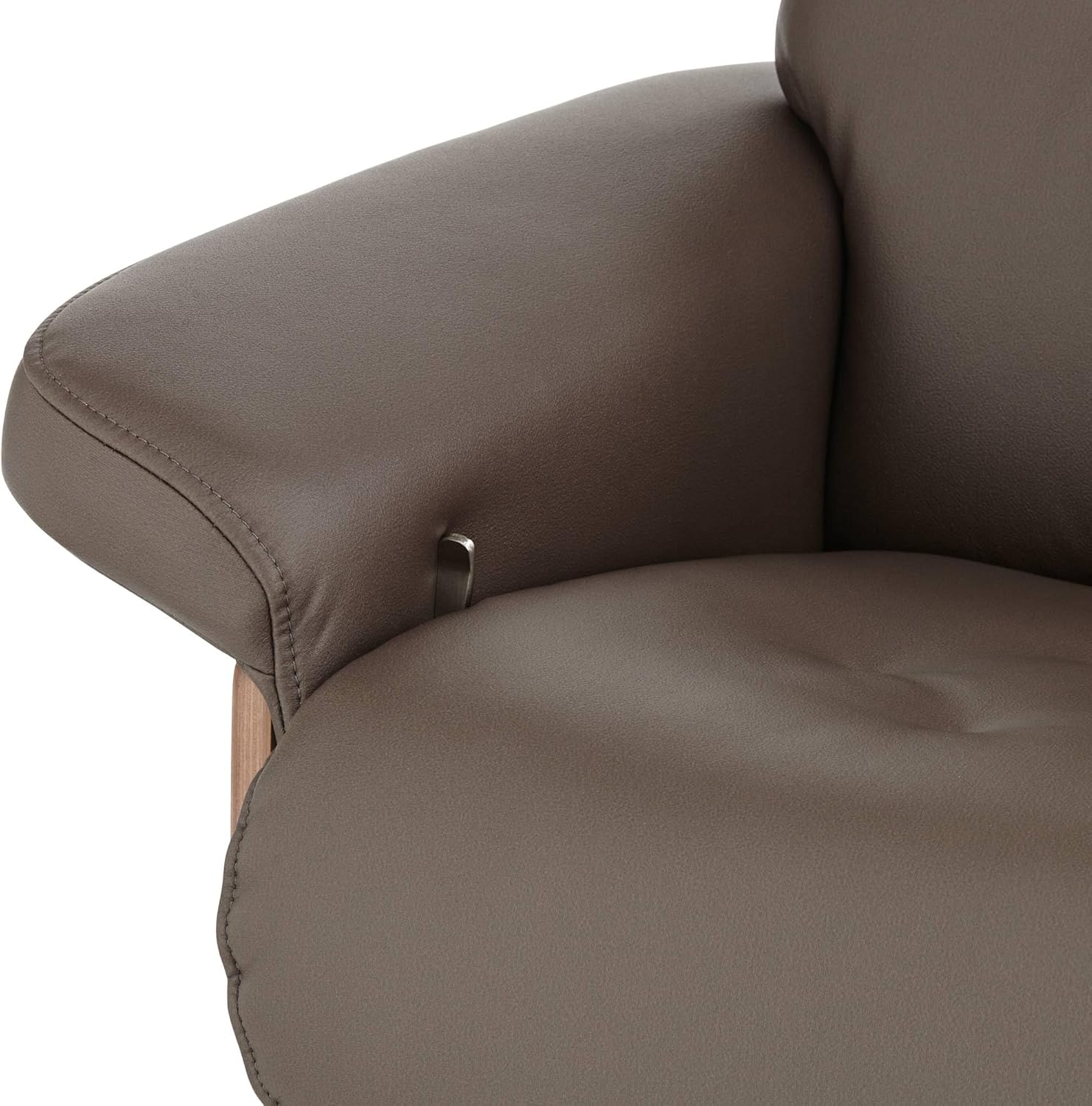 BenchMaster Malibu Chocolate Tufted Faux Leather Swivel Recliner and Slanted Ottoman