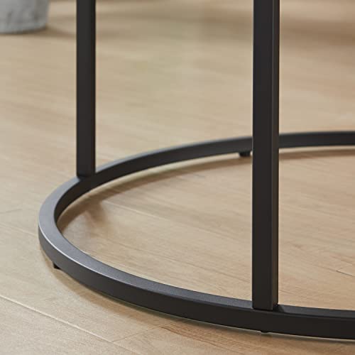CENSI Natural Oak Round Coffee Table for Living Room, 31.5" Modern Wood and Metal Center Coffee Table with Extra Thick Tabletop (Light Wood)
