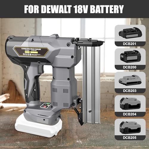 Cordless 18GA Brad Nailer for Dewalt 20V Max, 18 Gauge Nail Gun with 1000 Nials for Wood Carpentry, Brushless, 2 Mode, 5/8 to 1-1/4 Inch, Tool Only