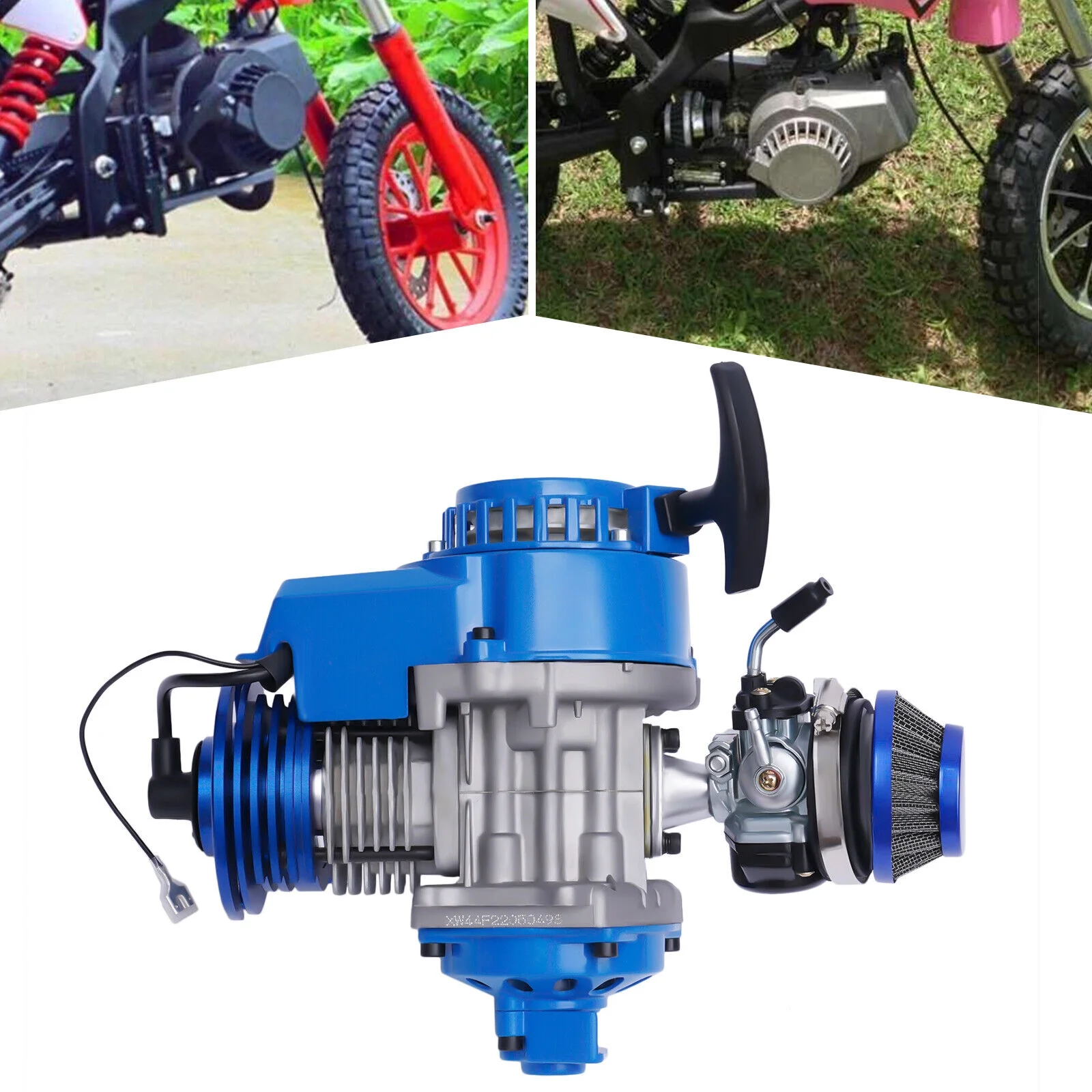 ZhdnBhnos 2 Stroke Complete Racing Engine Motor Pull Start Motorized Bike Engine Kit for Pocket Mini Dirt Bike ATV Scooter Quad