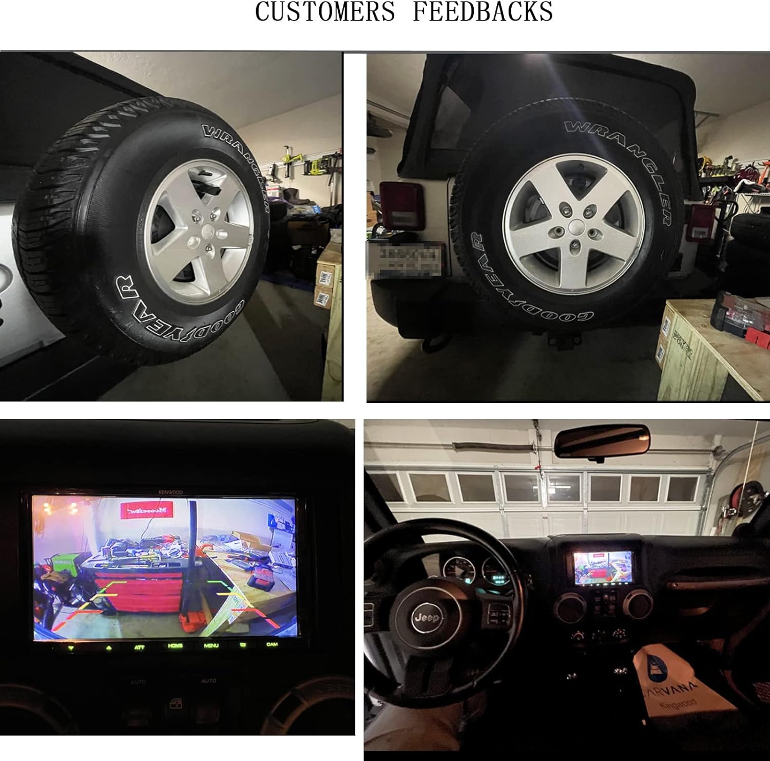 VIREGO Backup Camera for Jeep Wrangler JK 2/4Doors 2007-2018,Water-Proof,Spare Tire,Safe Parking/Reversing,Super HD,Excellent Night Vision,Wide Angles,Input Harness,Mount with OEM Monitor Adaptor