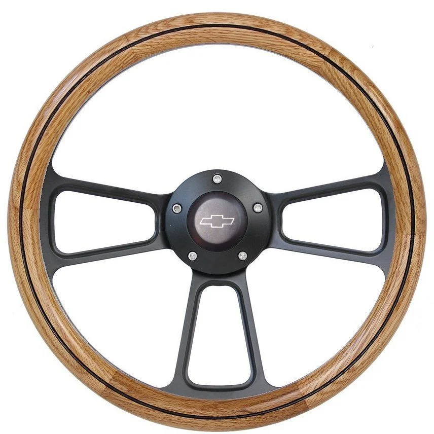 1967 -1969 Chevy Corvair Oak & Billet Steering Wheel/ Adapter + Chevy Horn"
