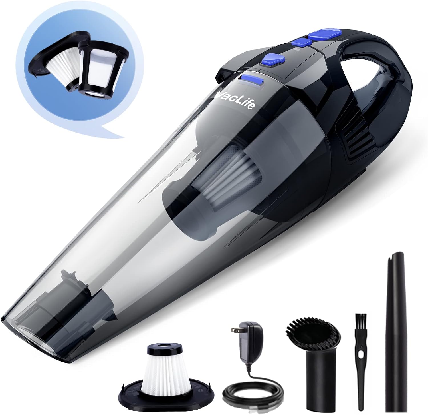 VacLife Handheld Vacuum, Cyclone Hand Vacuum Cleaner Cordless for Car & Home, Red (VL706)