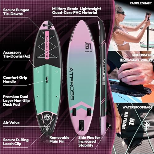 11'6"x35" Inflatable Paddle Board, 450lbs Extra Wide Stand Up Paddleboard for Adults with Premium SUP Accessories Kit & Backpack, Blow Up Kayak Non-Slip Stable Deck Boat for Yoga Fishing Surf