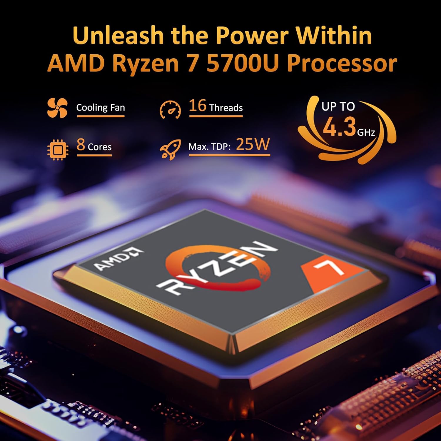 AMD Ryzen 7 5700U Laptop, Radeon RX Vega 8 Graphics, 16GB DDR4 RAM, 512GB M.2 PCIe NVMe SSD, 15.6" FHD IPS LCD, Backlit Keyboard, Fingerprint Reader, Webcam, USB C, Bluetooth, 5G WiFi, Windows 11 Pro