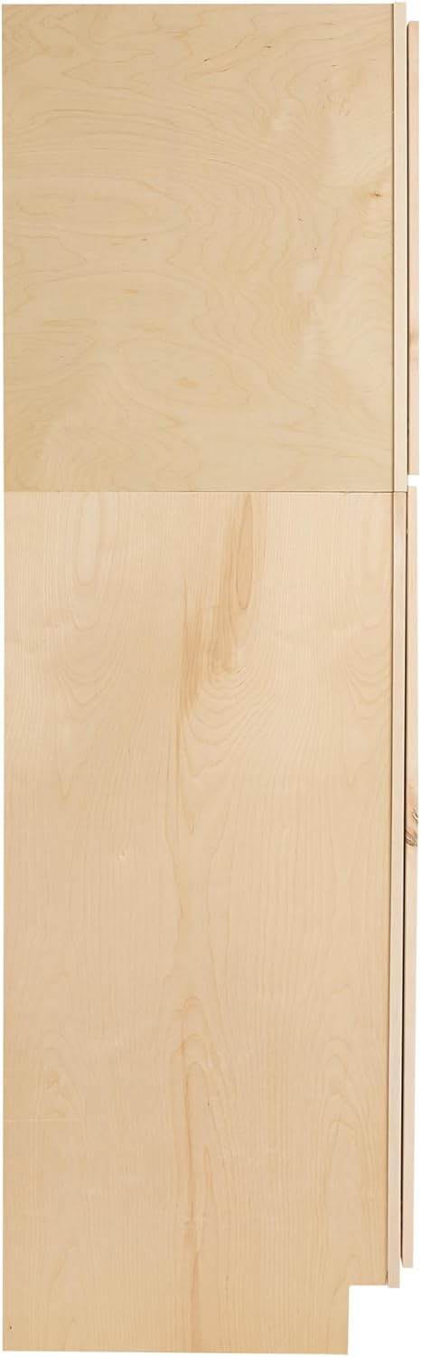 Quicklock RTA (Ready-to-Assemble) | Base Kitchen Cabinets - Shaker Style | 100% Plywood | Made in America | Soft Close Hardware (Raw Maple, 24" D x 18" W x 96" H Pantry)