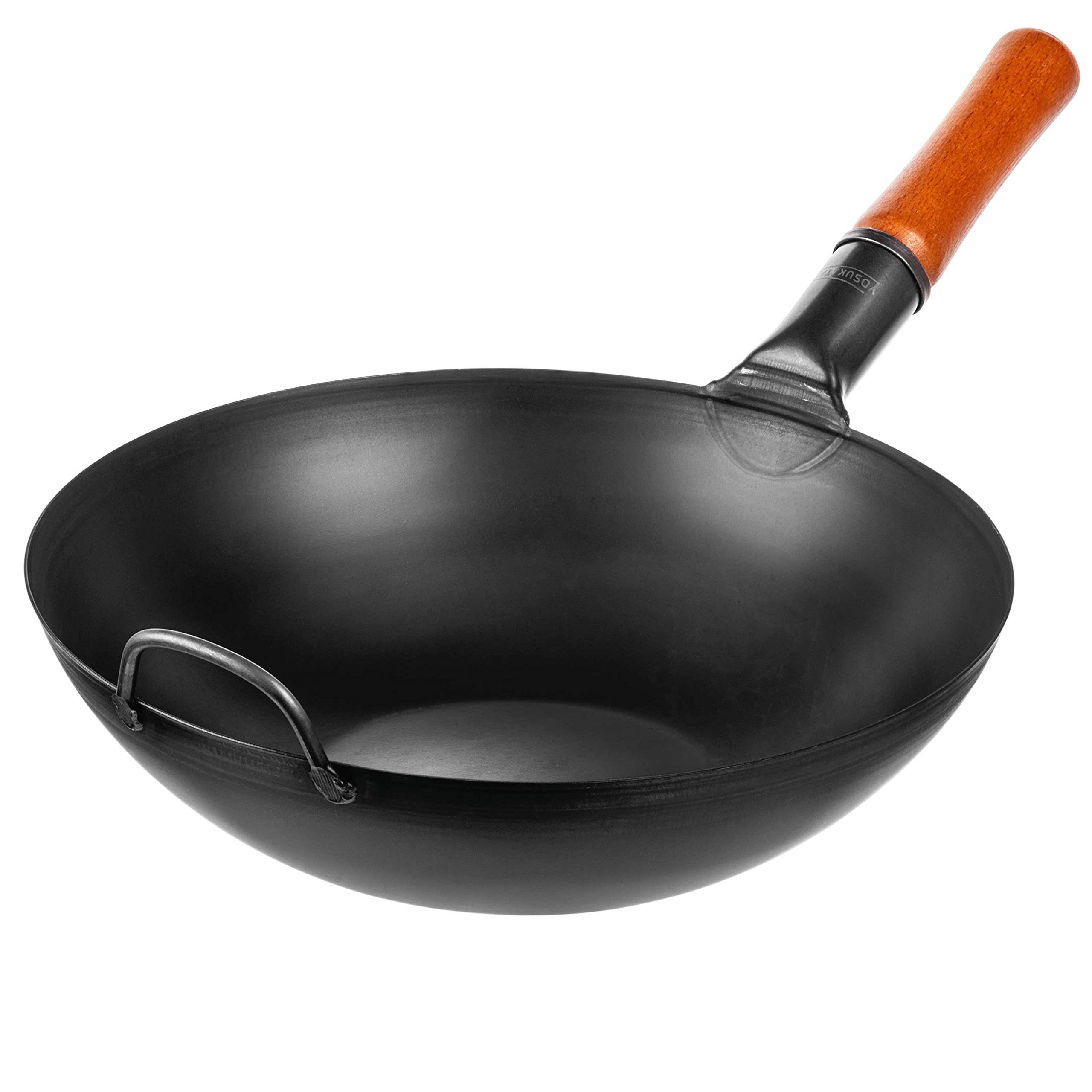 Yosukata Pre-Seasoned Carbon Steel Wok Pan ?13,5 ?Woks and Stir Fry Pans - Chinese Wok