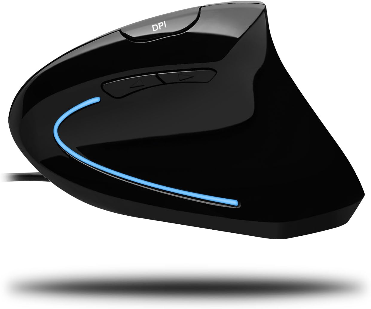 Adesso iMouse E1 - Vertical Ergonomic Illuminated Mouse - Optical - Cable - Glossy Black - USB - 1600 dpi - Scroll Wheel - 6 Button(s) - Right-Handed Only - IMOUSE E1