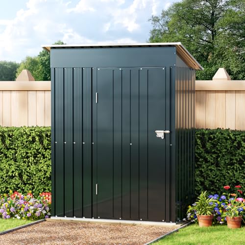 10X12X7.5 FT Outdoor Steel Storage Shed with Lockable Doors, 2 Windows, Transparent Roof Panels (Wood Panels & Frame Floor Not Included), Ideal for Patio Storage,Garbage Can, Chicken Coop，Brown