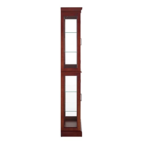 Knocbel Classic 70" Tall 6-Shelf Curio Cabinet with 4 Tempered Glass Doors and Adjustable Storage Shelves, Free Standing Display Showcase Bookshelf for Living Room Bedroom Home Office (Oak)