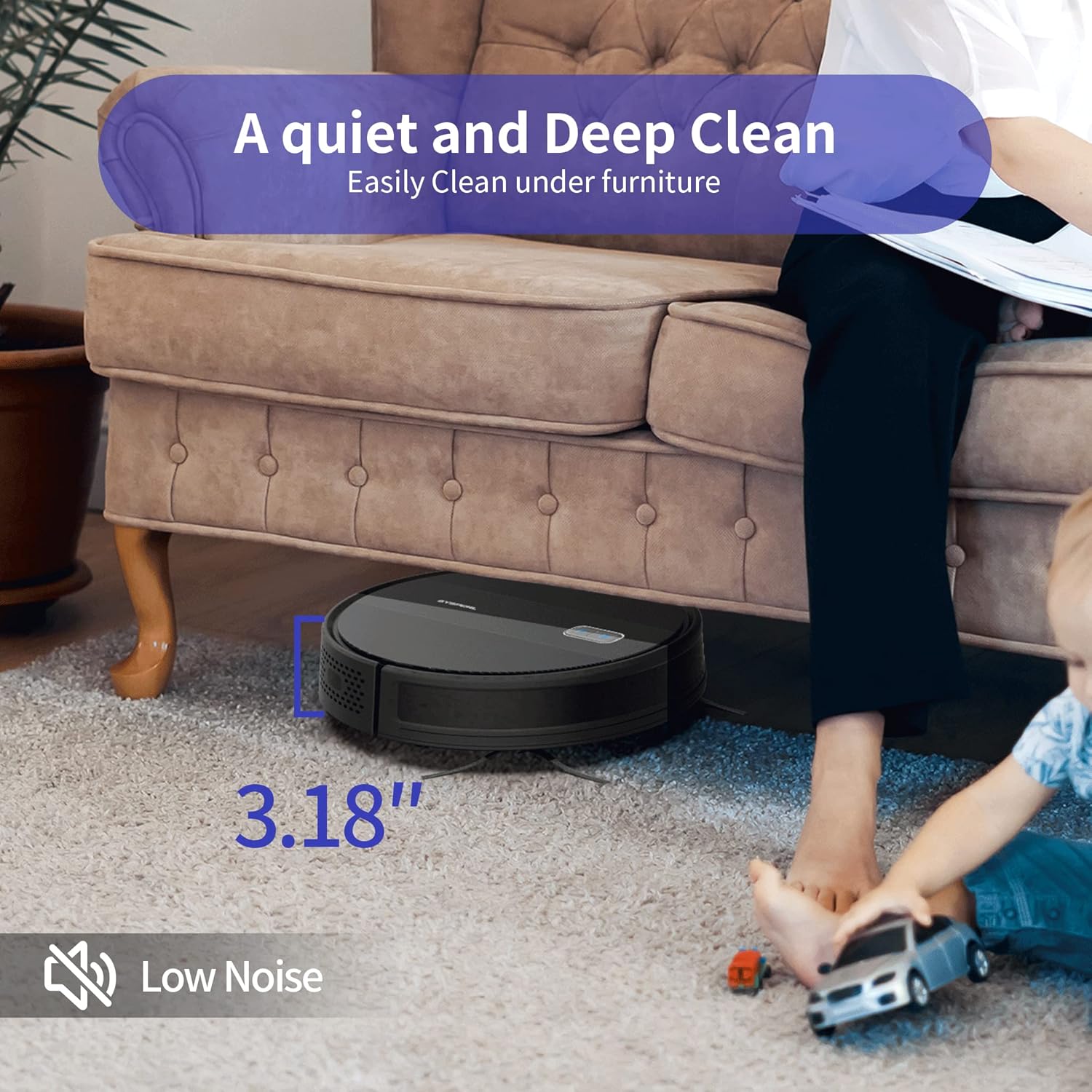 SYSPERL Robot Vacuum Cleaner,Robot Vacuum with Mapping Technology, Automatic Robot Vacuum Cleaner,120 Mins Runtime,2600Pa Robot Vacuum Mapping,Alexa Compatible,Robot Vacuum for Pet Hair,Hard Floor