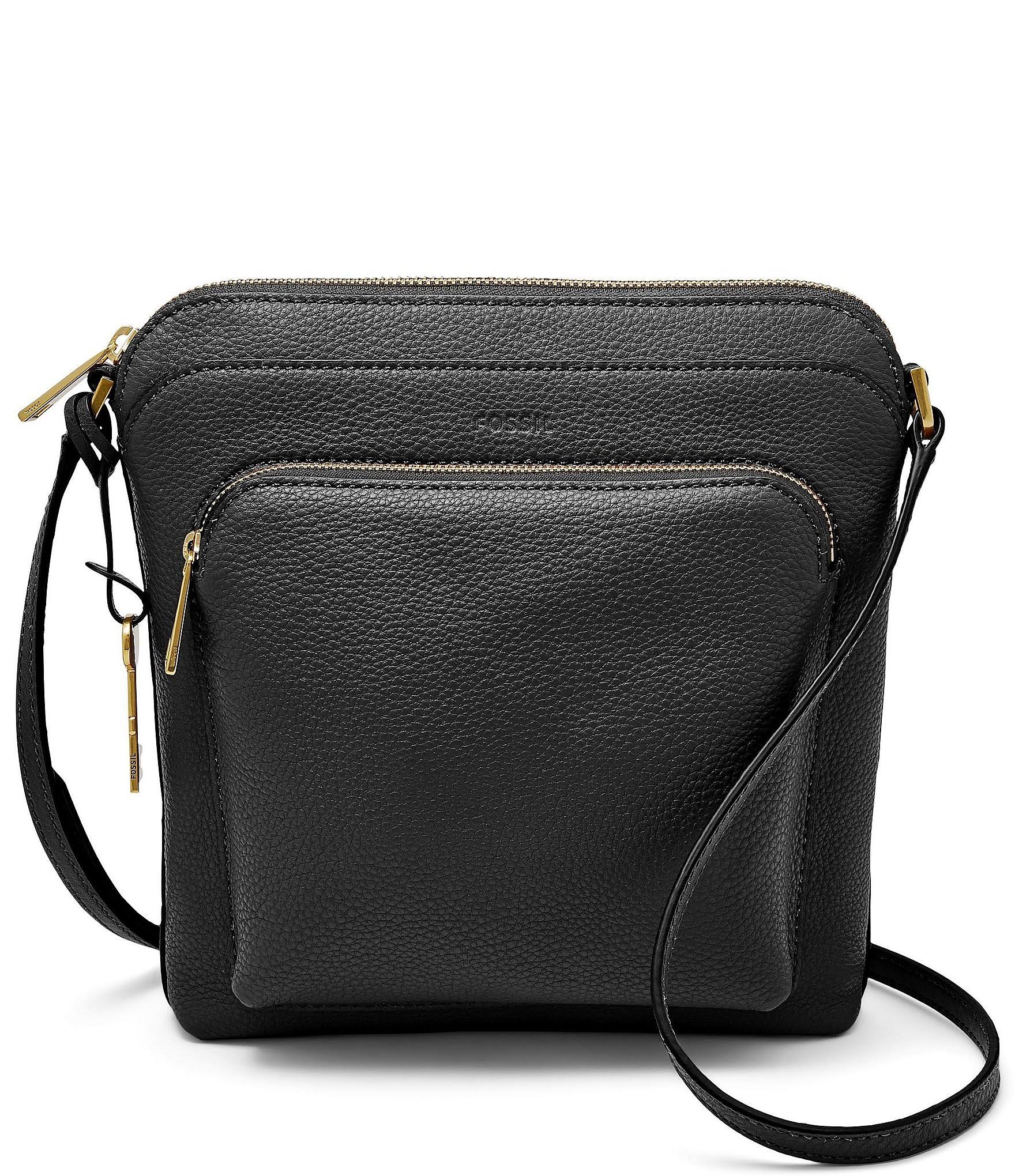 Fossil Cindy Leather Crossbody - Black/Gold