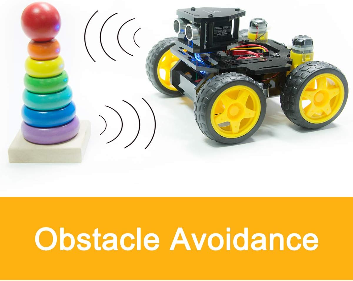 Adeept AWR-A 4WD Smart WiFi Robot Car Kit Compatible with Arduino UNO R3, Line Tracking, Ultrasonic Sensor, ESP8266 WiFi, Processing, DIY Robot Kit with Mobile APP and PDF Manual