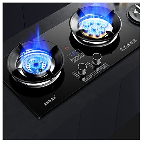 Gas Stove Cooktop 2 Burners,Portable Stainless Steel Built-in Gas Hob LPG/NG Dual Fuel Easy to Clean for RVs, Apartments Kitchen Stove