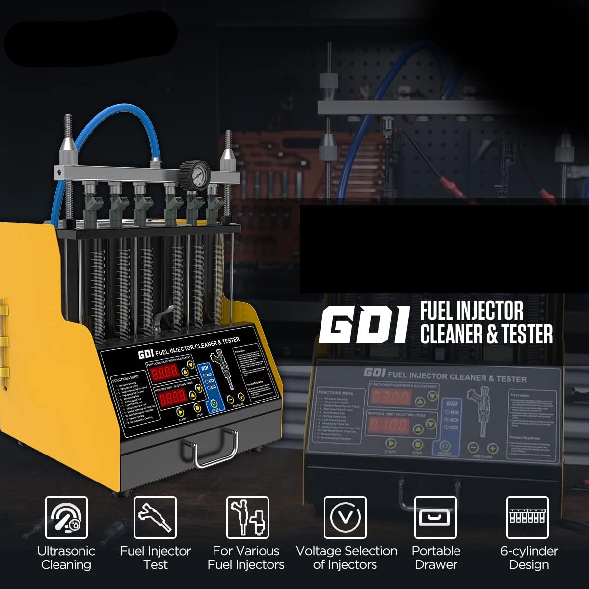 QPKING GID Fuel Injector Cleaner & Tester, Automotive Fuel System Cleaners Testers,Fuel Injection Systems Cleaners 110V/220V