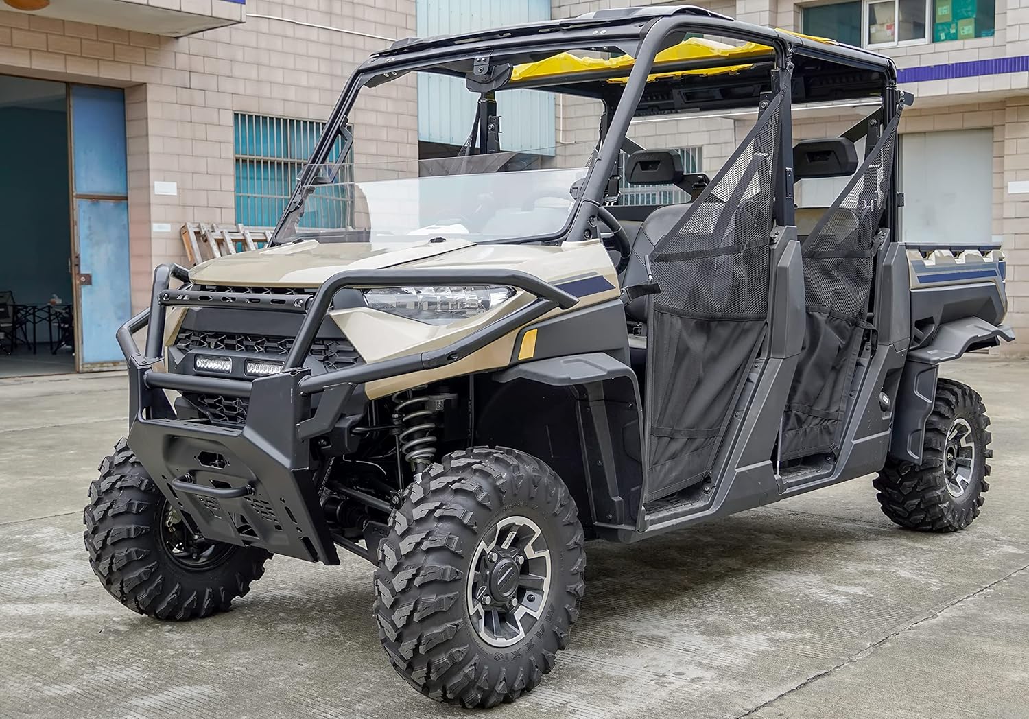 SAUTVS Front Mesh Grill for Ranger XP 1000, Waterproof Black Mesh Grille with LED Light Bar for Polaris Ranger XP 1000 2018-2022 Accessories (1PCS)