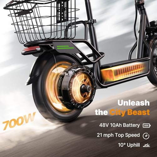 isinwheel Electric Scooter Adults, 21/38 MPH Top Speed & 28/43 Miles Range, 14/16'' Fat Tire Scooter for Adult with Turn Signals & Mood Lights, APP, 1200W Powerful Motor Electric Scooter with Seat