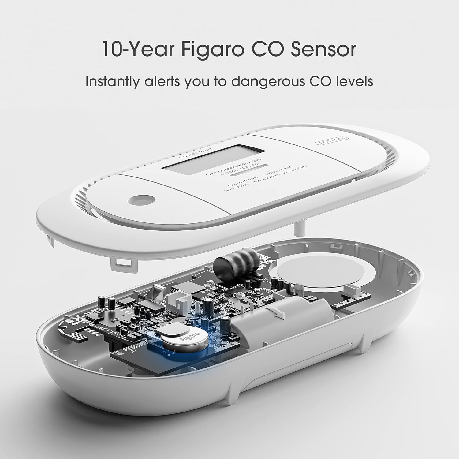 X-Sense Wireless Interconnected Carbon Monoxide Detector, Replaceable Battery Powered CO Alarm with Digital Display and Peak Value Memory, XC01-WR, Pack of 2