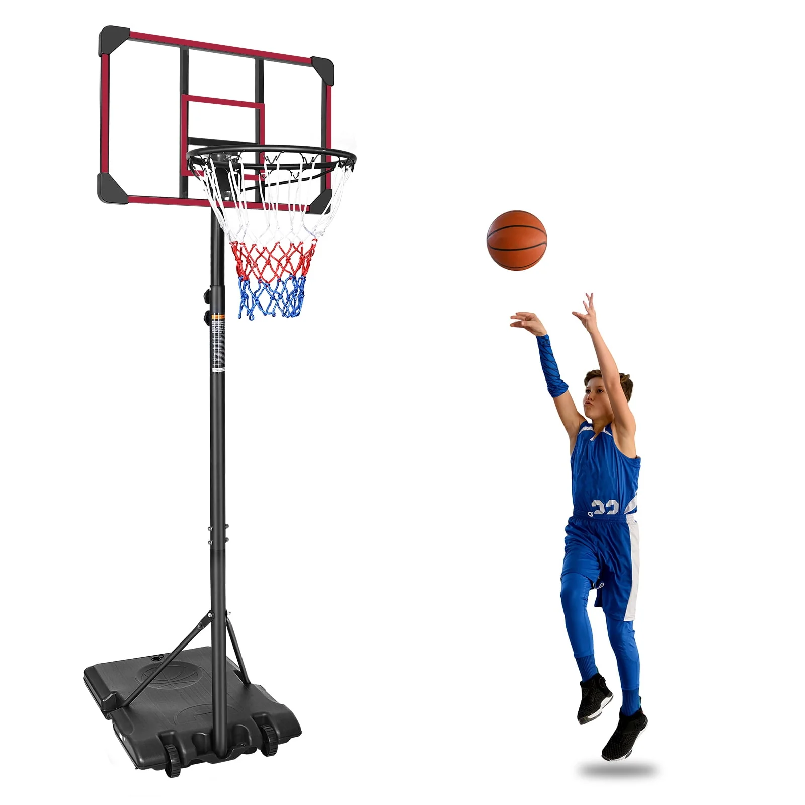 HooKung Portable Basketball Hoops Height Adjustable 5.6ft -7ft Basketball System 28'' Backboard with Wheels for Teenagers Youth Indoor Outdoor Use