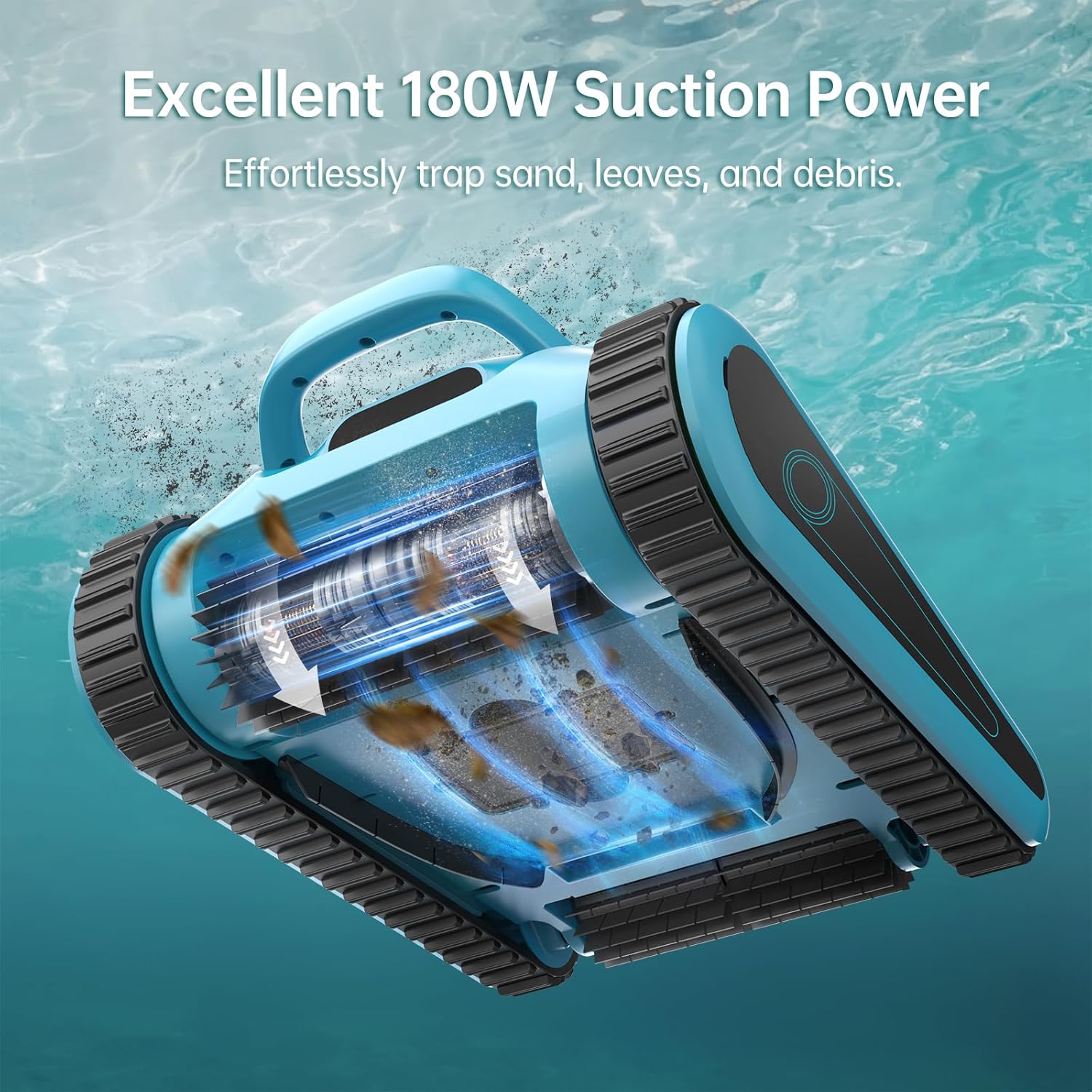 SMONET Cordless Pool Vacuum Robot: Automatic Robotic Pool Cleaner Lasts 150 Mins Wall Climbing 180W Powerful Suction LED Indicator Self-Parking for Above Ground & Inground Pools Up to 2,000 sq. ft.