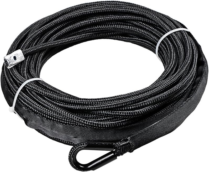 Astra Depot 85ft x 3/8 inch Synthetic Winch Line Rope 20500LBs and Heat Rock Guard Compatible for ATV UTV RV Truck KFI Marine Boat