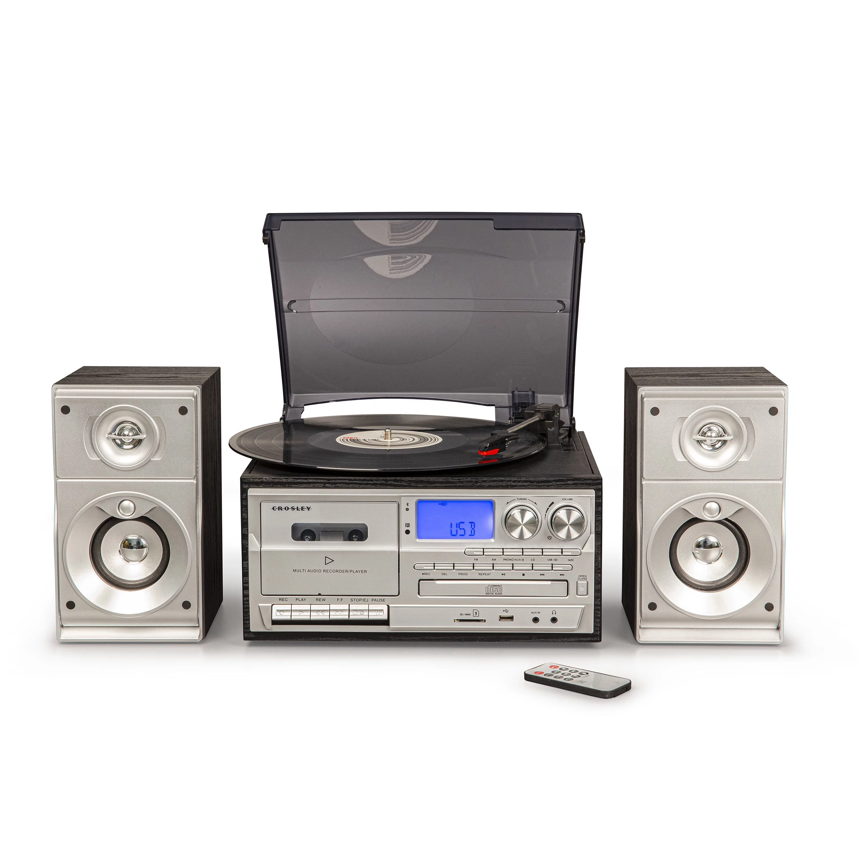 Crosley Eclipse Entertainment Center Vinyl Record Player with Speakers with wireless Bluetooth - Audio Turntables