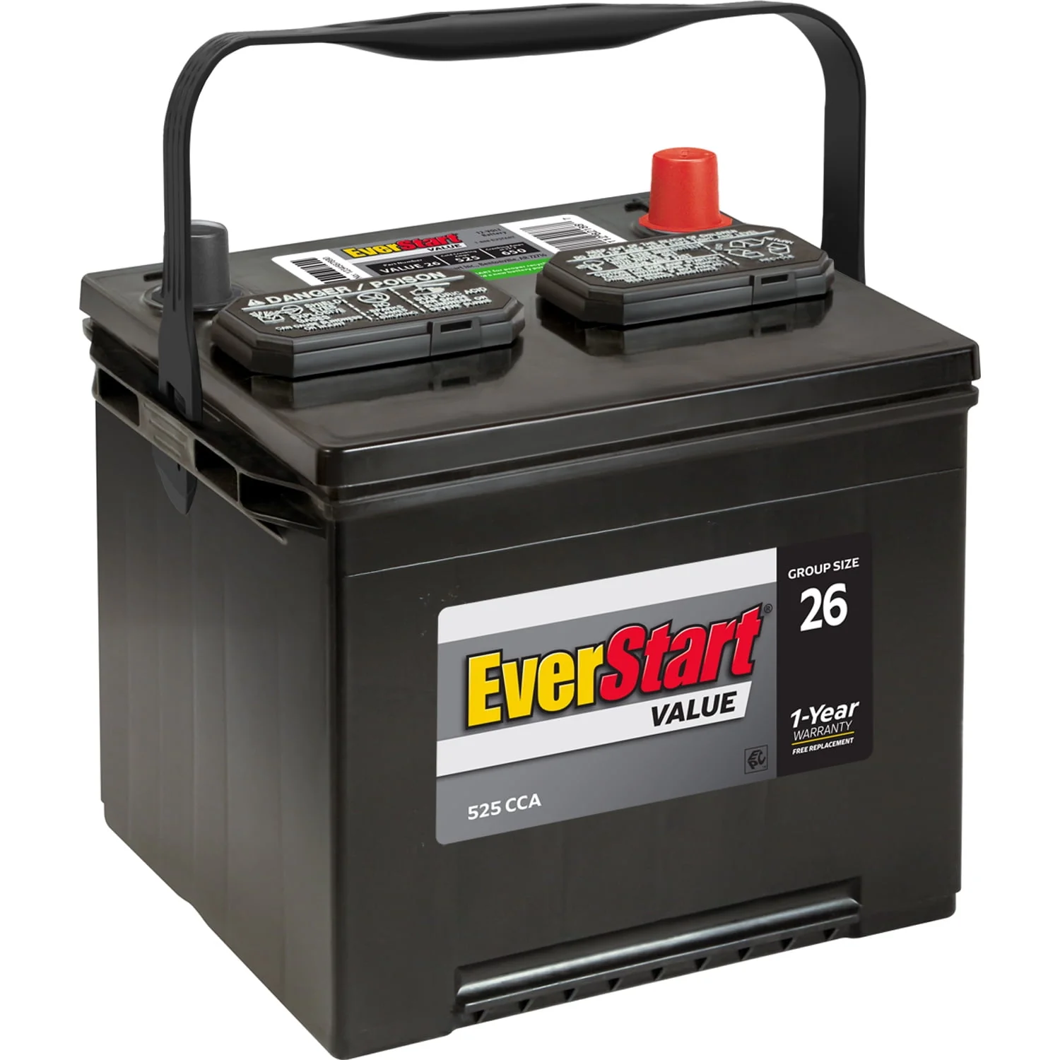 EverStart Value Lead Acid Automotive Battery, Group Size 26 12 Volt, 525 CCA