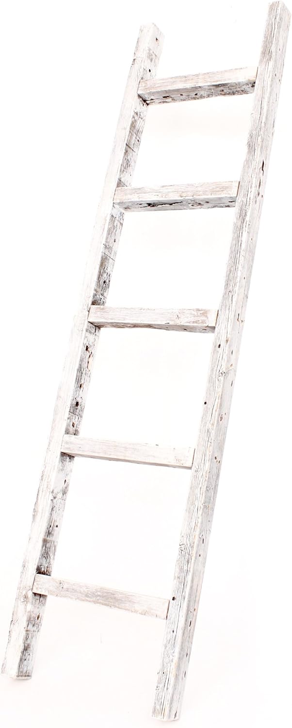 BarnwoodUSA Rustic Farmhouse Decorative Ladder - Our 6ft 2x3 Ladder can be Mounted Horizontally or Vertically | Crafted from 100% Recycled and Reclaimed Wood | No Assembly Required | Weathered Gray