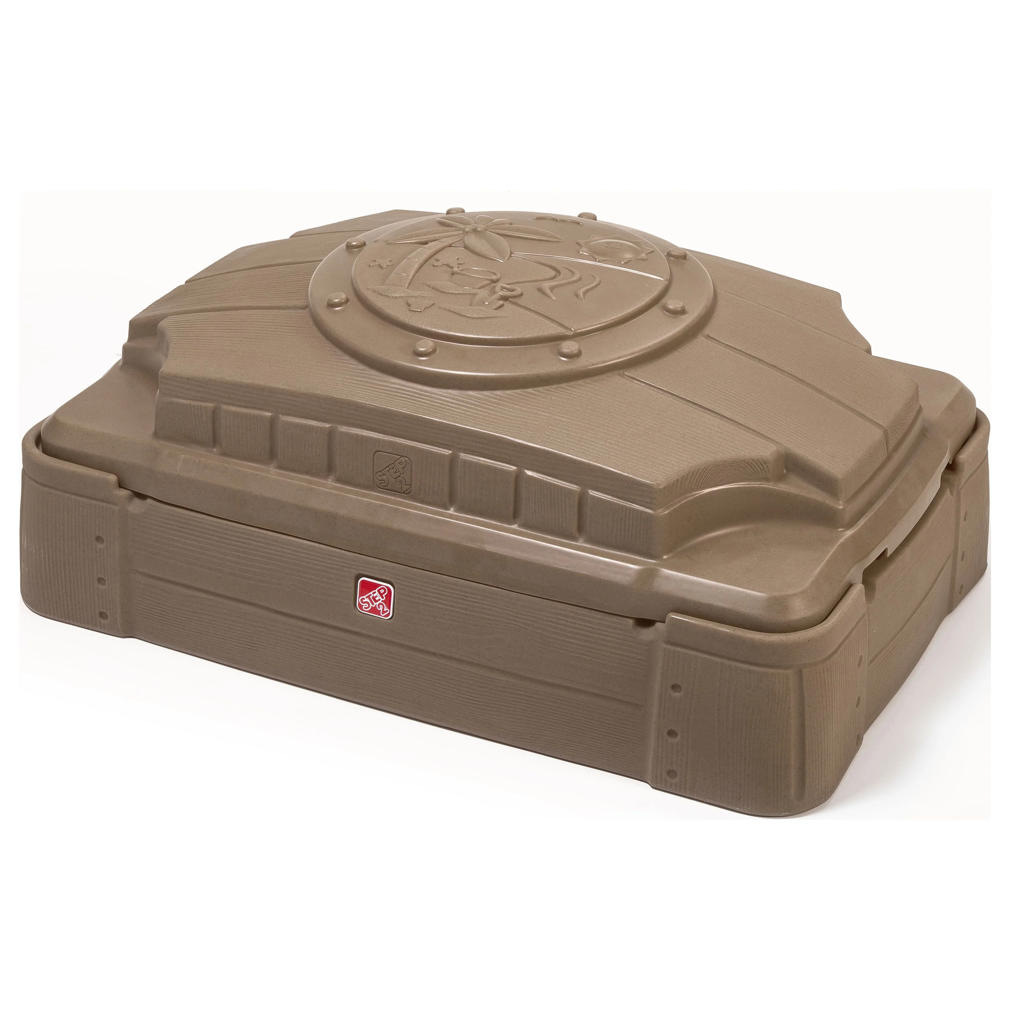 Step2 Play and Store Sandbox Brown Plastic Kids Outdoor Toy with Cover