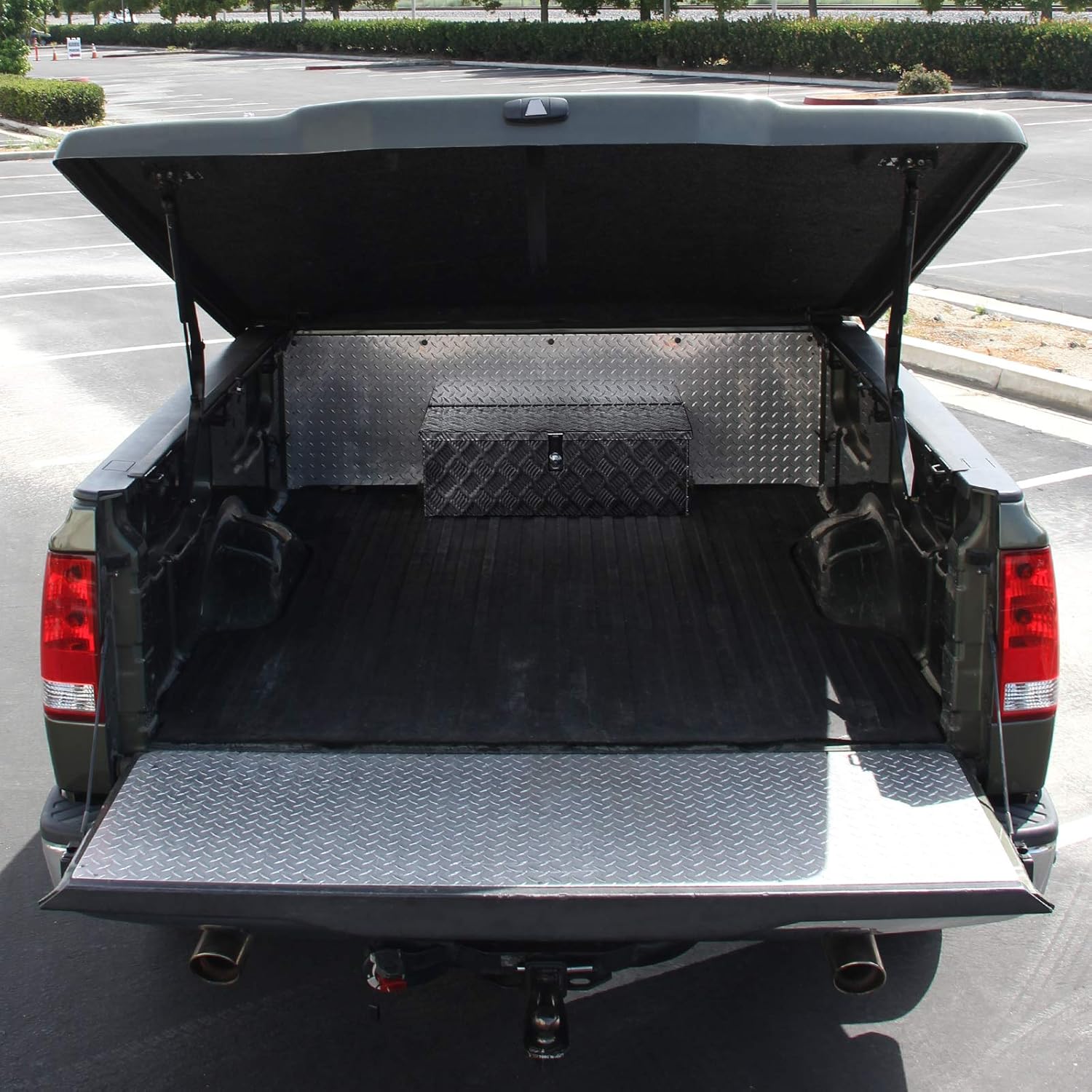 Carpartsinnovate For 29 Truck Pickup Black Aluminum Underbody Tongue Tool Box Trailer Storage+Lock