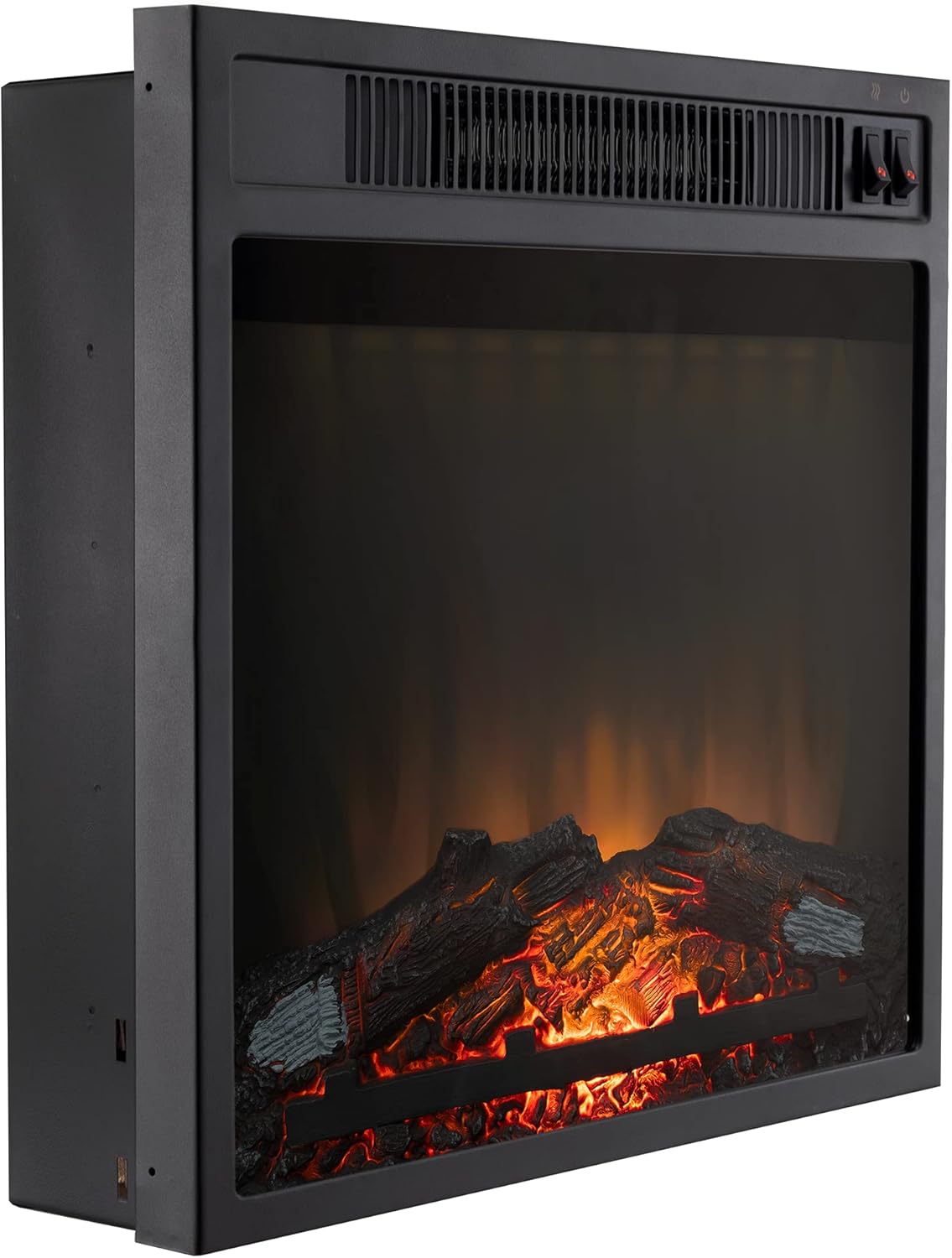 RecPro RV Fireplace 18 | Recessed Electric Fireplace | Glass with Log View | 110 Volt | Electric RV Fireplace | for Camper, Trailer, Home, and More