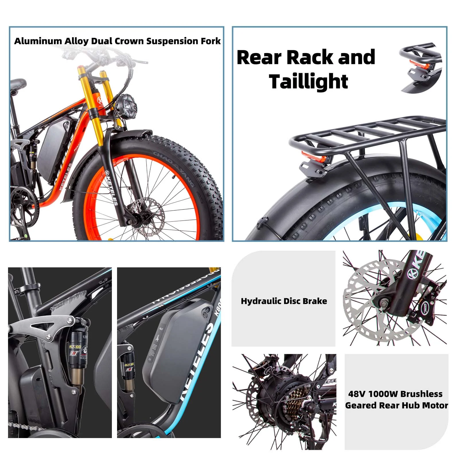 Electric Bike Ebike for Adults 26" Electric Mountain Bike with 48V 17.5Ah Removable Battery 1000W Long Range Ebikes E Bike up to 28MPH with Full Suspension Dual Hydraulic Disc Brake