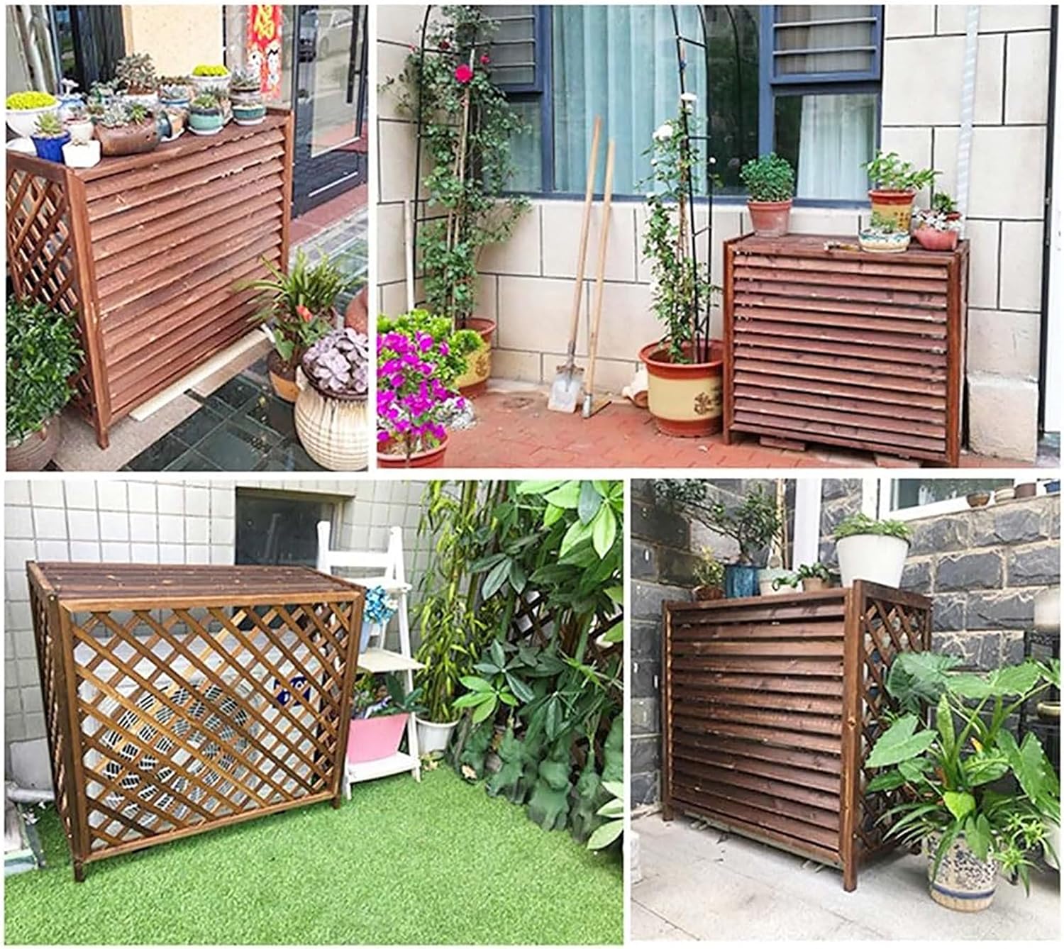 Ac fence for outside unit, Air Conditioner Privacy Fence, air conditioner fence 3 panel, Plant Stand, Freestanding Privacy Screen Fence Panels, for Home, Trash Cans, Garden Fences, and Pet Fences(Size