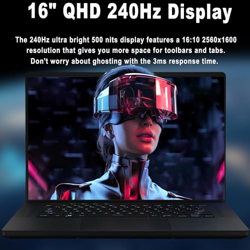 ASUS MUX ROG Zephyrus 16" WQXGA（2560 x 1600） 240Hz 500 nits Gaming Laptop-Intel Core i9-13900H, NVIDIA GeForce RTX 4070, Thunderbolt 4, Window 11 Home, with HDMI Cable