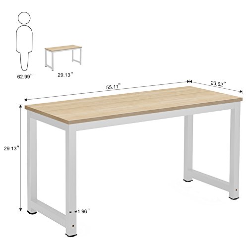 Tribesigns Modern Computer Desk, 63 x 31.5 inch Large Executive Office Desk Computer Table Study Writing Desk Workstation for Home Office, Spliced Desktop, White