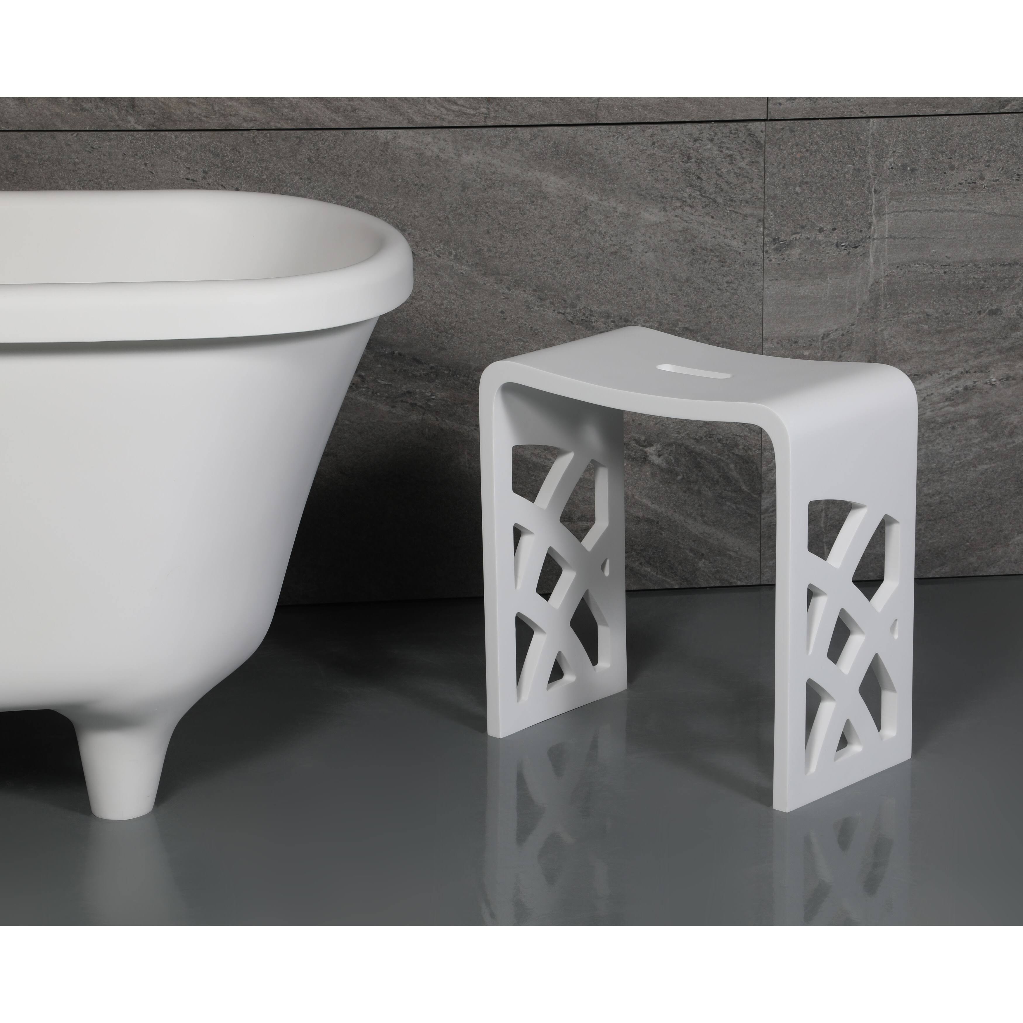 Alfi ABST88 Designer Solid Surface Resin Bathroom u0026 Shower Stool White Matte